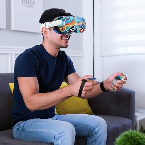 "Silicone Face Cover & VR Shell for Meta Quest 3, Touch Controller Grips & Lens