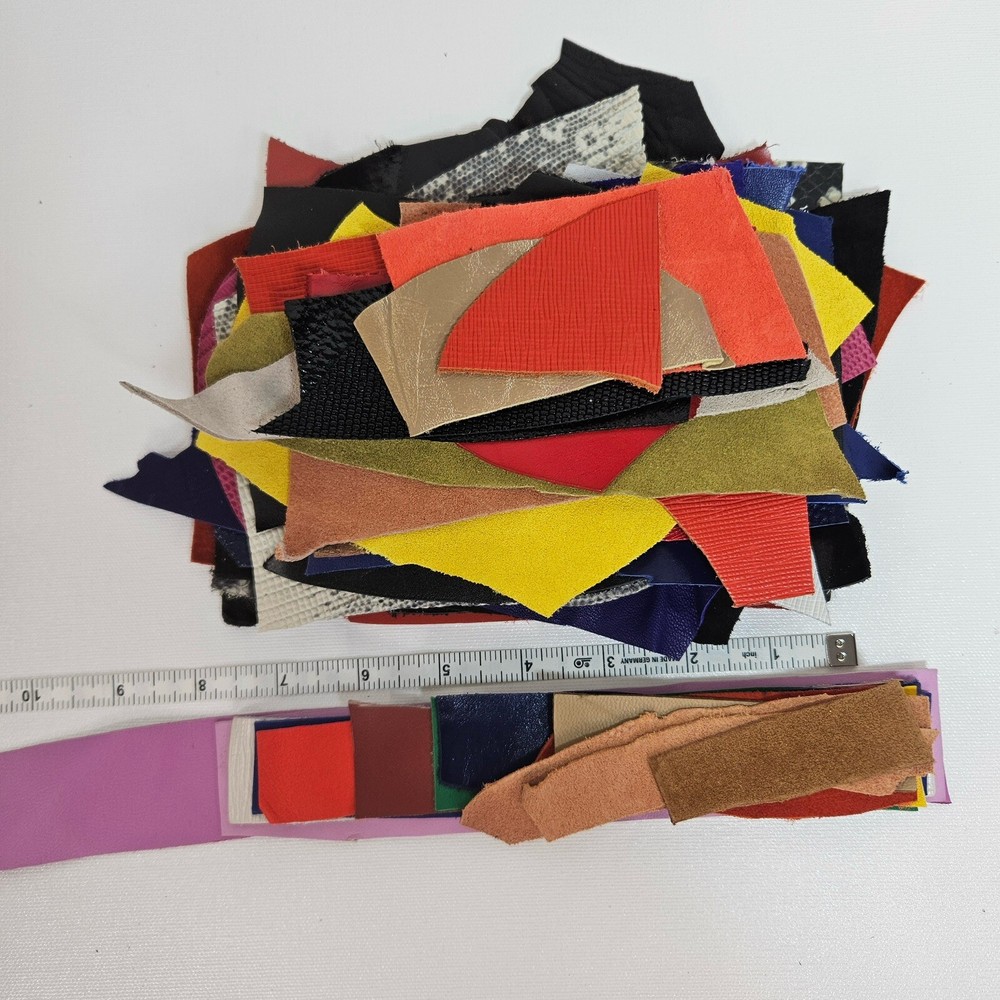 Genuine Leather Scraps Bits Small/Tiny Samples Crafts 15 oz Total