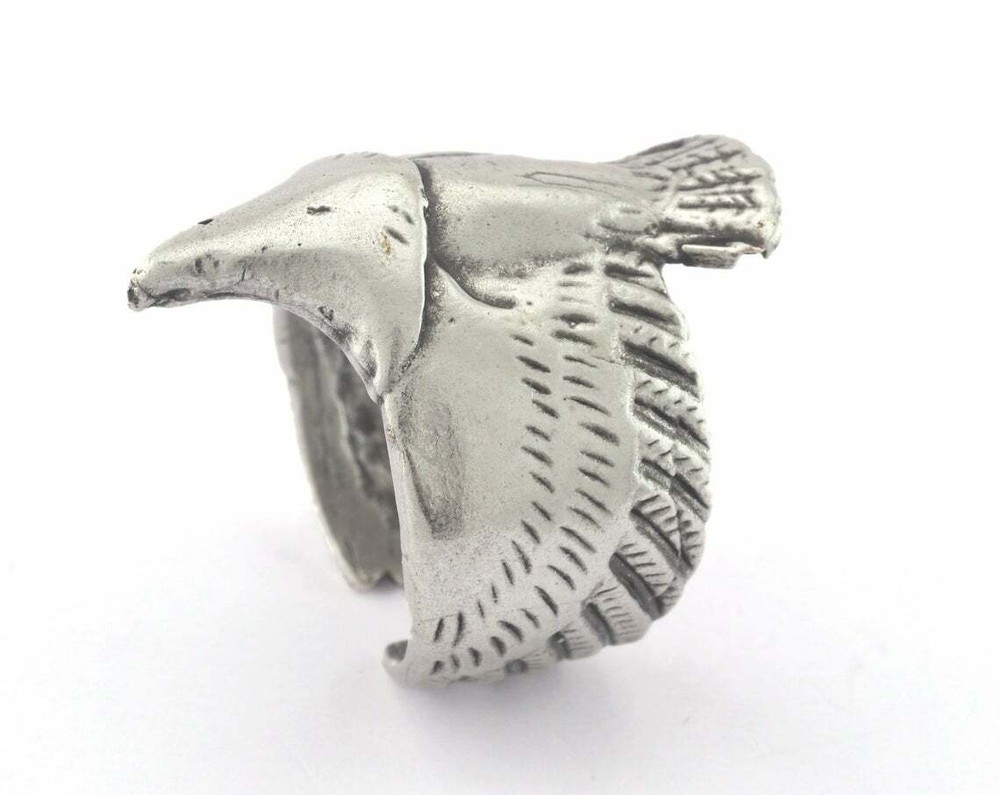 Eagle Adjustable Ring Antique Silver Plated Brass 19mm 8.5US innsize Adjust 3345