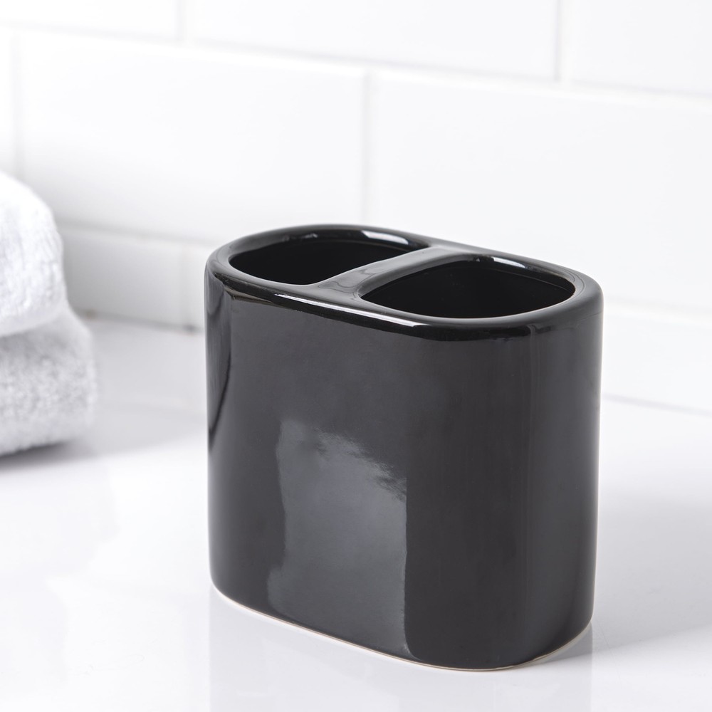Mainstays (Jet Black) Basic Ceramic Toothbrush Holder