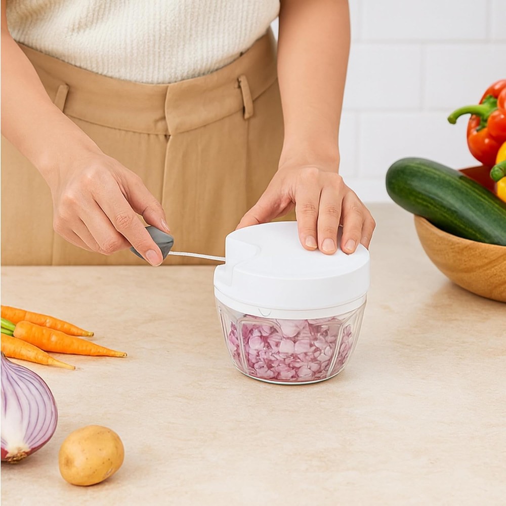 Glad Manual Pull Vegetable Chopper - Small Handheld Food Processor and Veggie Cu