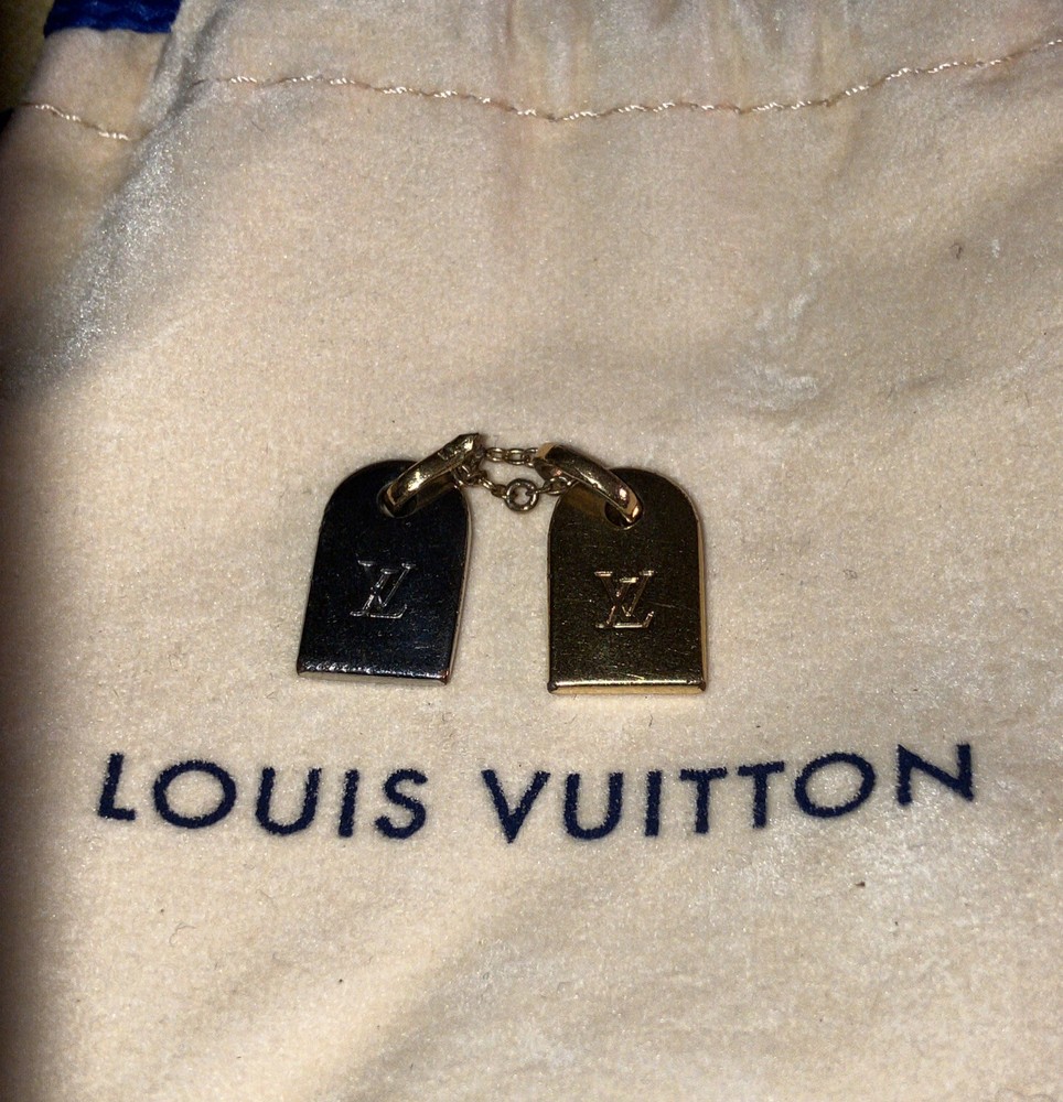 Authentic LOUIS VUITTON Monogram LV Initials miniature name tag Charm.