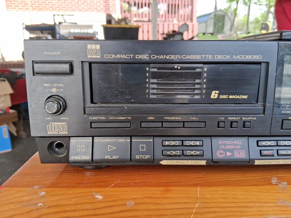 BSR MCD8050 6 CD Changer+Cassette Deck Tested Working With Remote