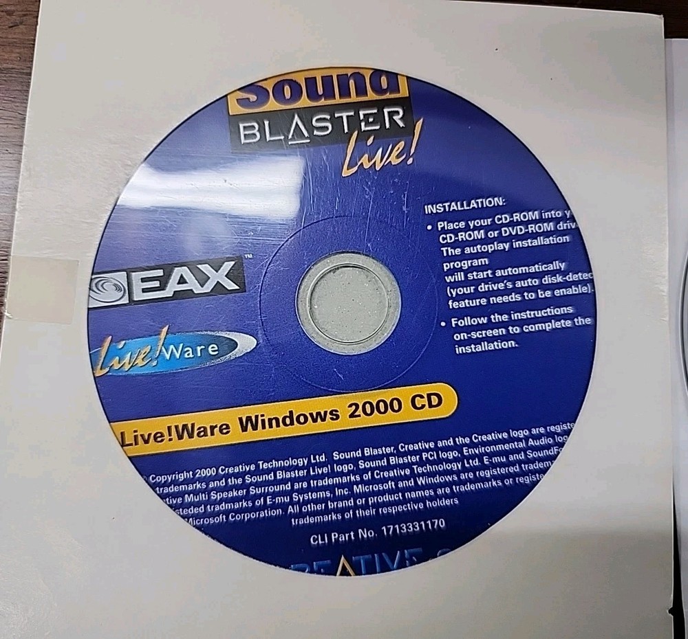1999 Creative Sound Blaster Live Installation Software
