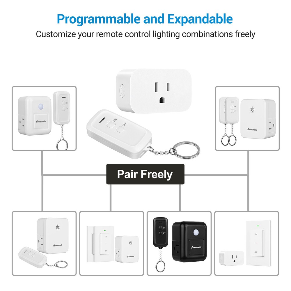 DEWENWILS Plug and Play Remote Control Outlet, IWireless Remote Light Switch