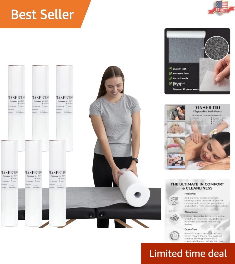 Ultimate Hygiene Disposable Massage Bed Covers - 60 Sheets/Roll, Water Resistant