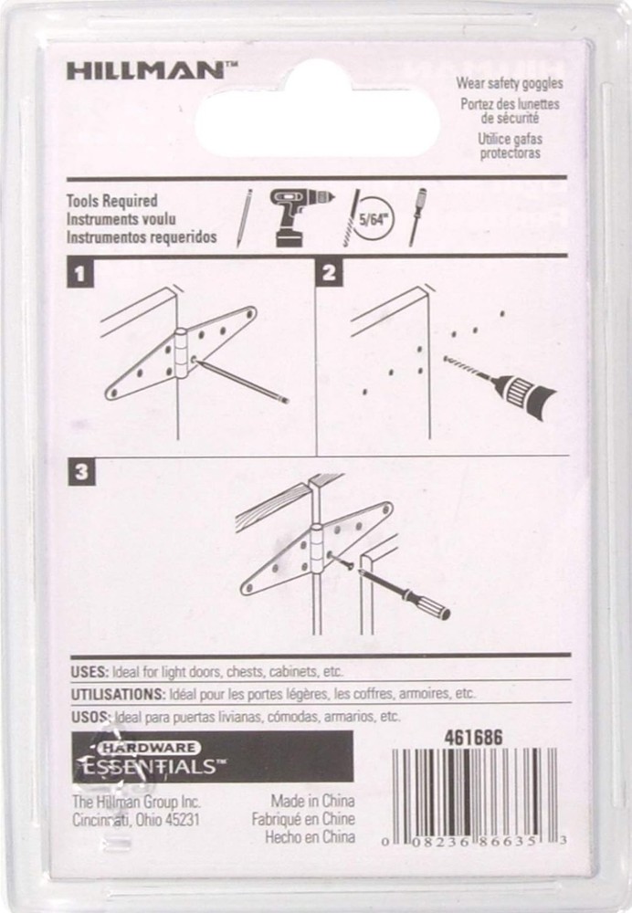 Hardware Essentials 851663 Light Strap Hinges Zinc 3" -2 Pack