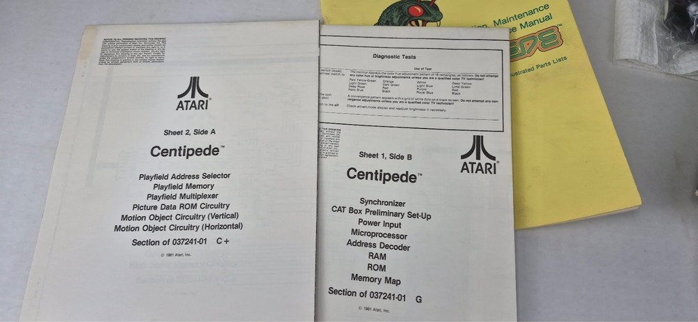 Original Arcade Manual: and SCHEMATICS CENTIPEDE - ATARI - Free Shipping!