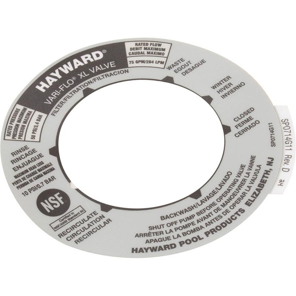 Decal, Hayward Vari-Flo XL Valve, 6 Position