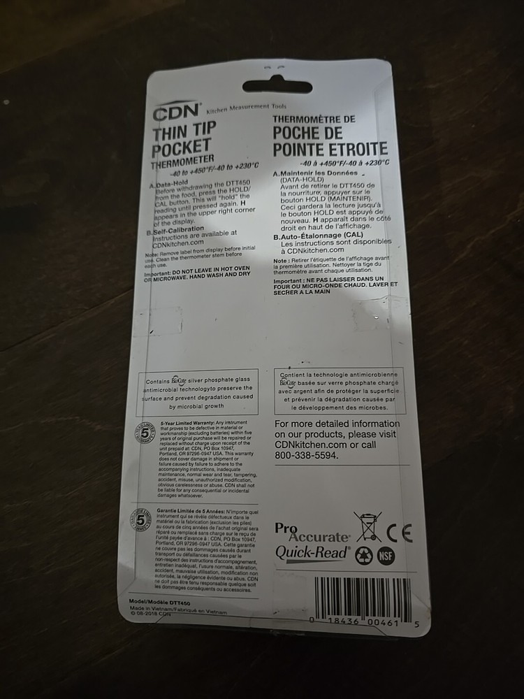 CDN DTT450 ProAccurate Thin Tip Yellow Thermometer w/ 6 Second Response