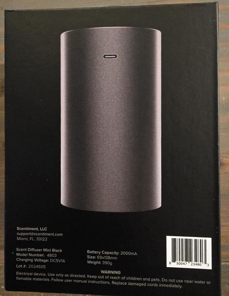 Scentiment Mini Smart Diffuser Limited Edition Portable Cold-Air Aroma Black,