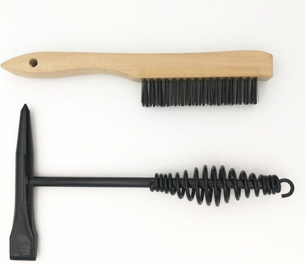 Welding Chipping Hammer with Coil Spring Handle,10.5",Cone and Vertical Chise...