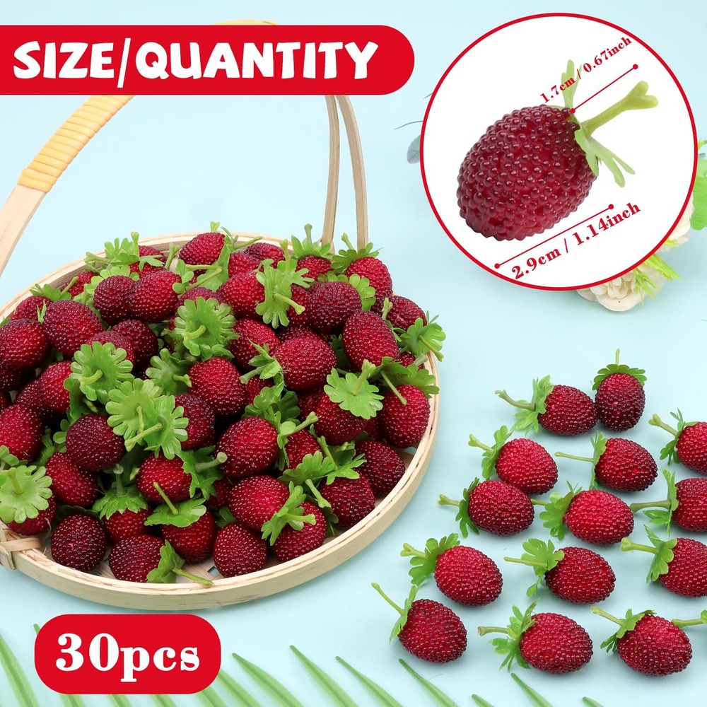 Gresorth 30pcs Artificial Raspberry Fake Fruit Decoration Home Red