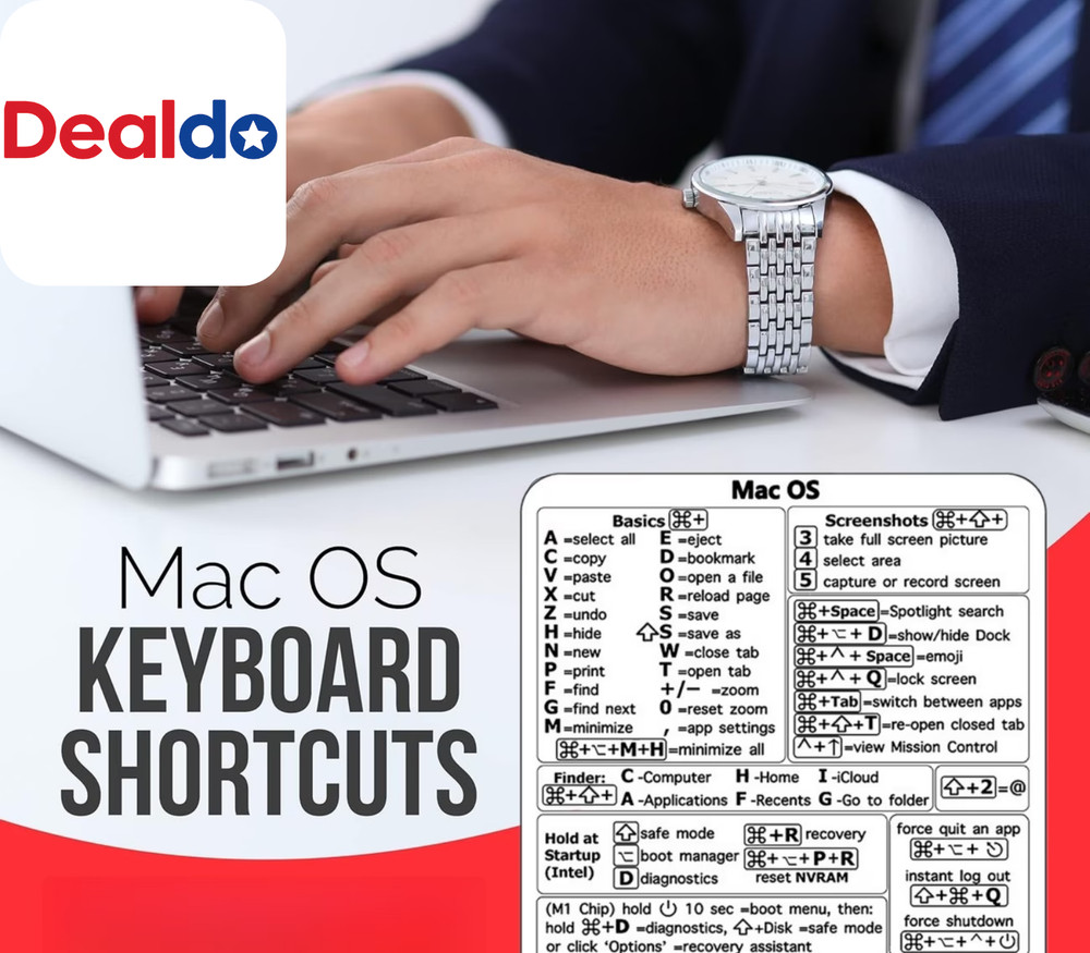 Mac OS Keyboard Shortcuts Sticker MacBook Laptop Cheat Sheet White
