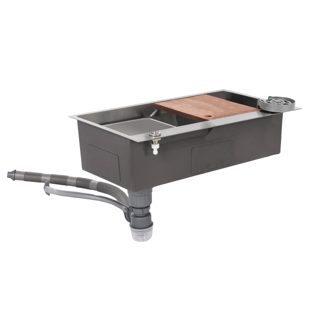 29.53-inch Undermount Workstation Kitchen Sink Single Bowl with Pull-out Faucet~