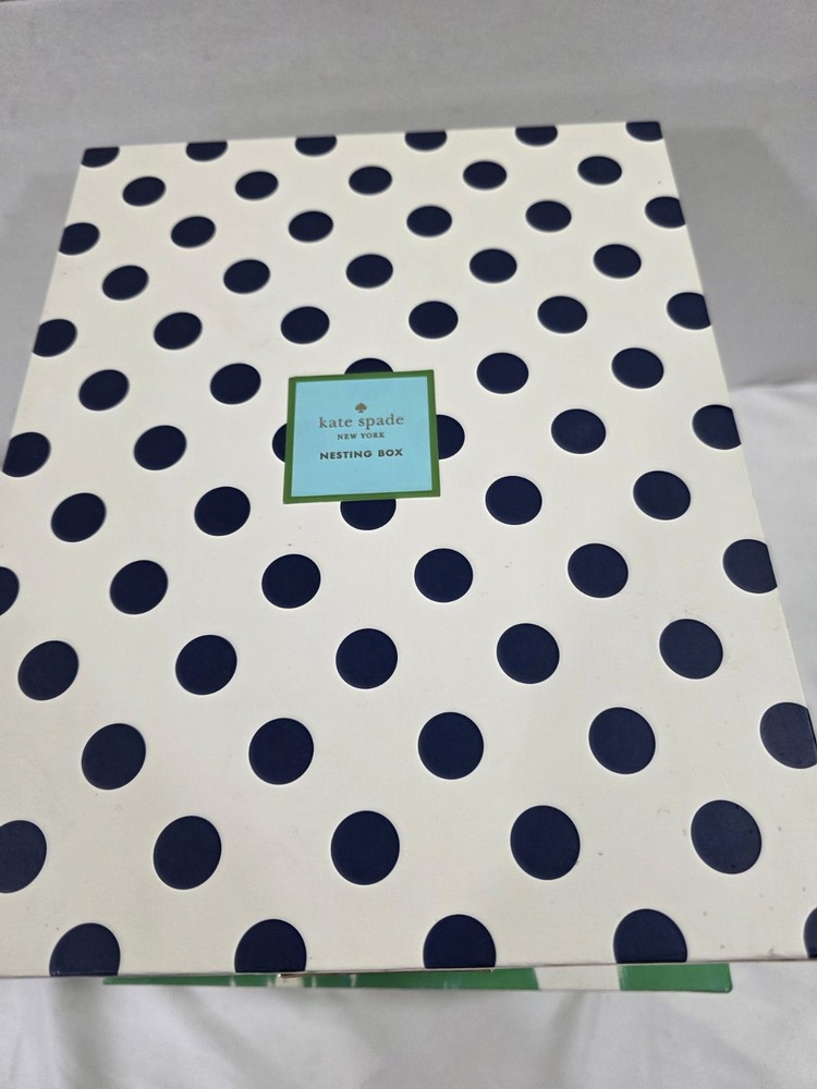 Kate Spade Nesting Boxes Poke A Dot And Green/white- Size Small And Medium