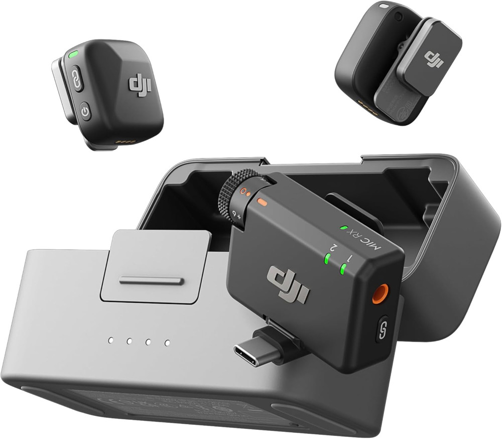 DJI Mic Mini (2 TX + 1 RX + Charging Case), Wireless Lavalier Microphone, 400m.