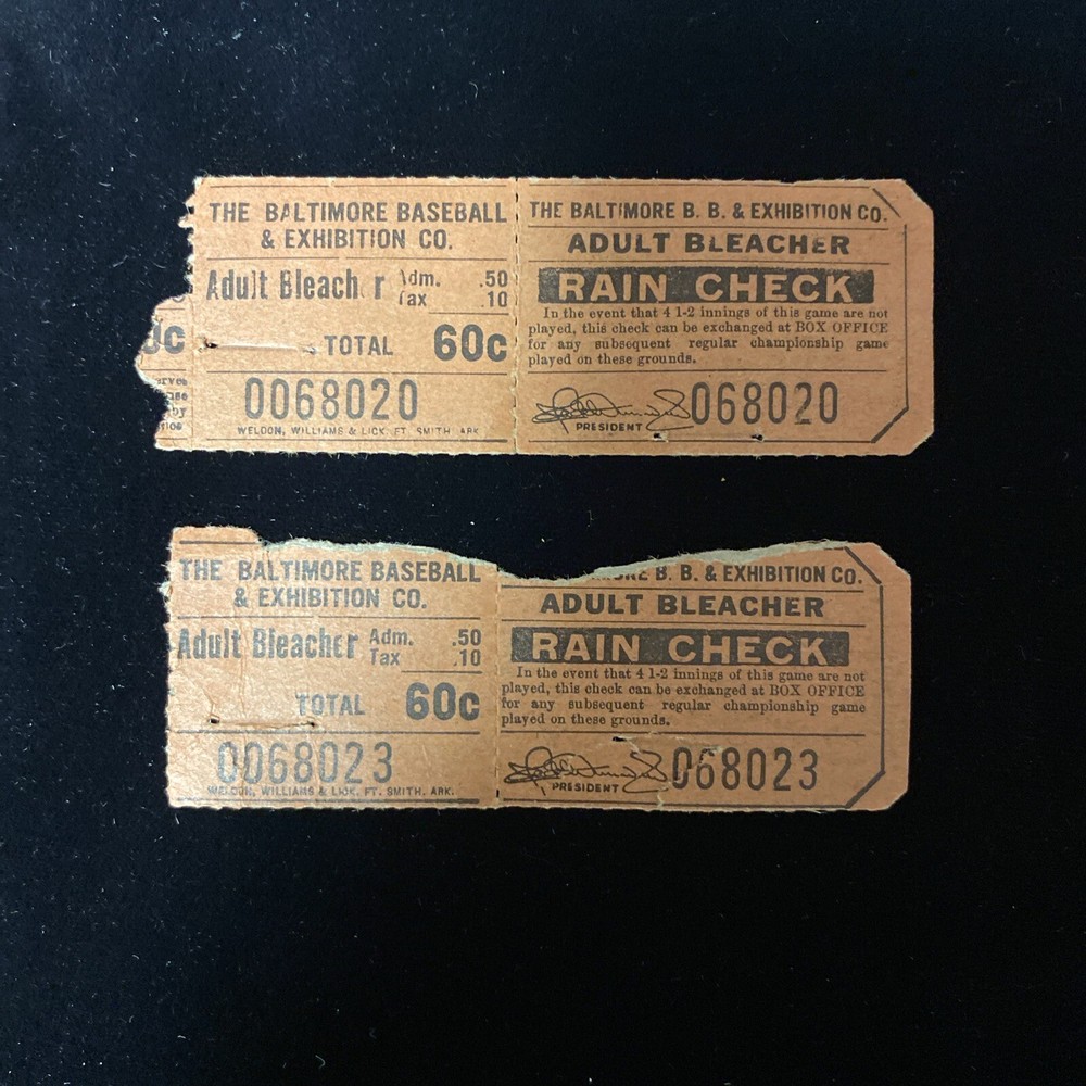 1950 Baltimore Orioles Quality Franks Gunther Beer Program With 2 Tickets
