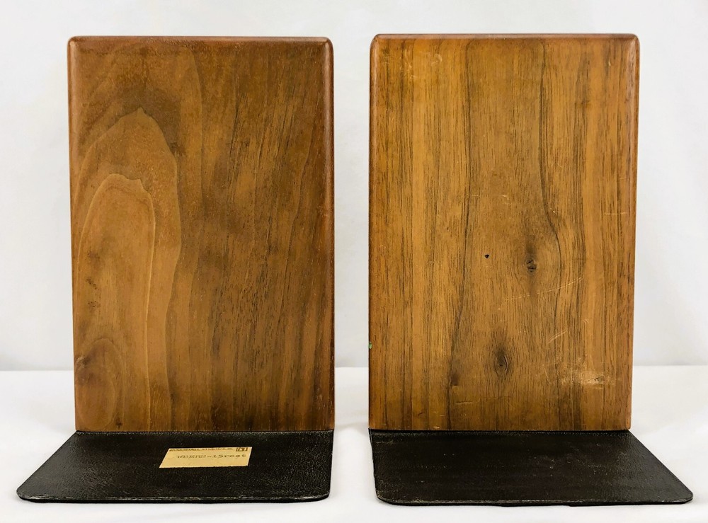 Vintage Marshall Studios Ceramic Tile Walnut Bookends Jane & Gordon Martz MCM