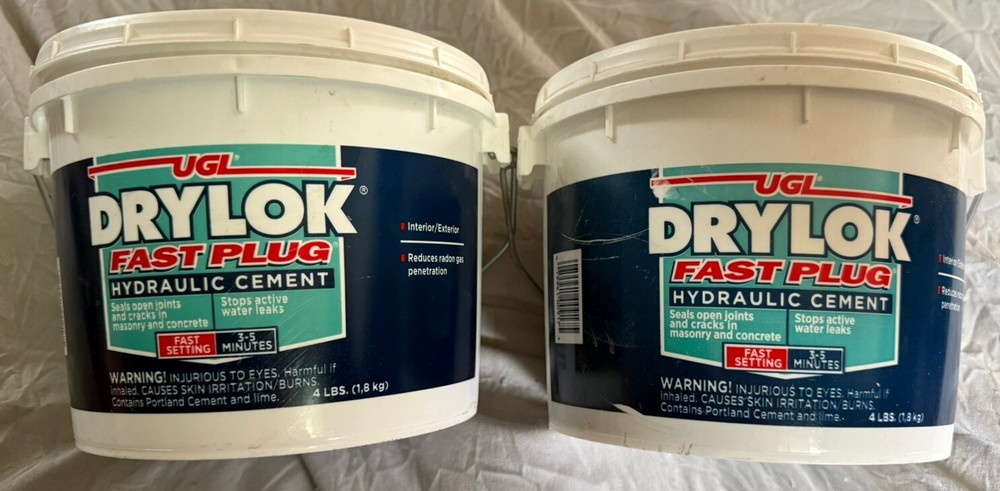 2 - DRYLOK Fast Plug Hydraulic Cement, 4 Pound buckets