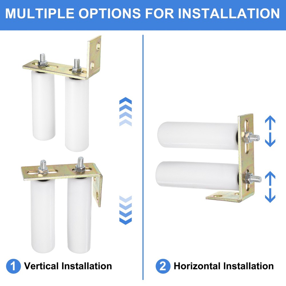 1Set Slide Gate Guide Roller, 6" Nylon Gate Support Rollers with Bracket, White