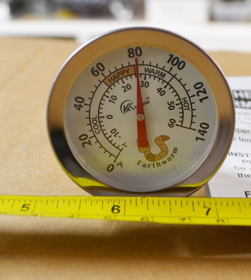 Earthworm - Worm Soil/Composting Thermometer, 2” Dia, Longer 8” Probe