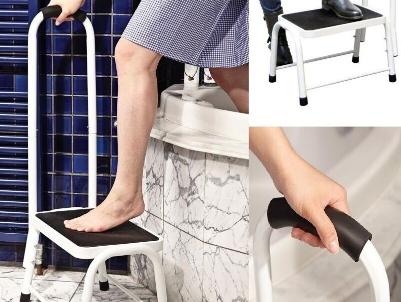 Non Slip Safety Step Stool w Handle Bath Kitchen Mobility Support Aid Portable