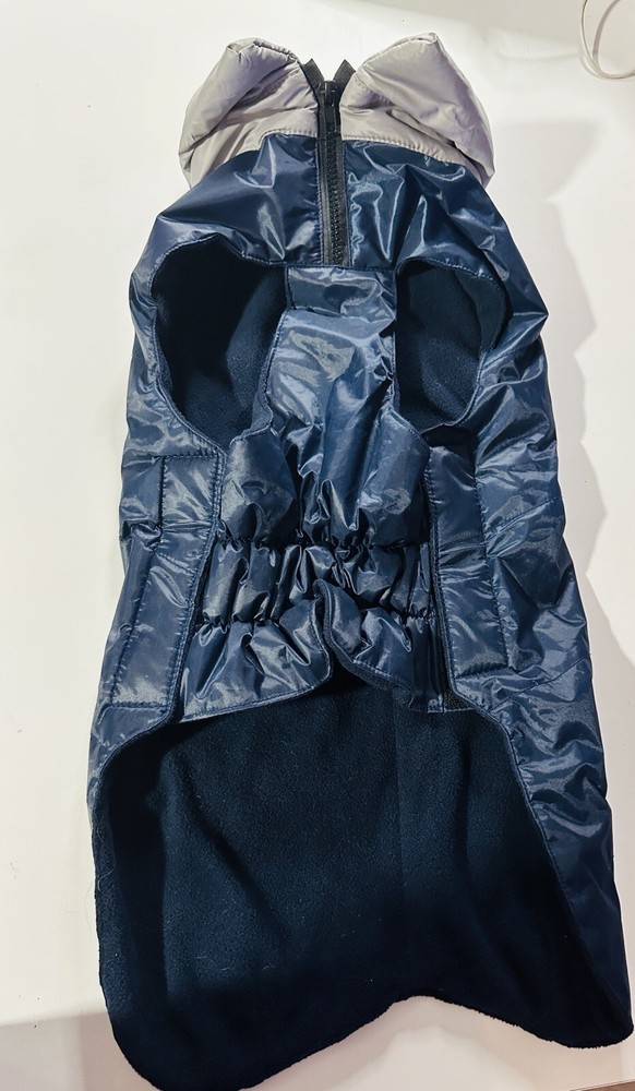 Dog Puffer Parka Dark Blue & Grey Jacket Length 45cm & Width 28cm