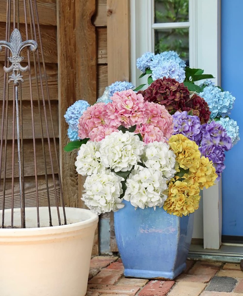 White Hydrangea Artificial Flowers Large Artificial Hydrangeas Silk Flower fo...