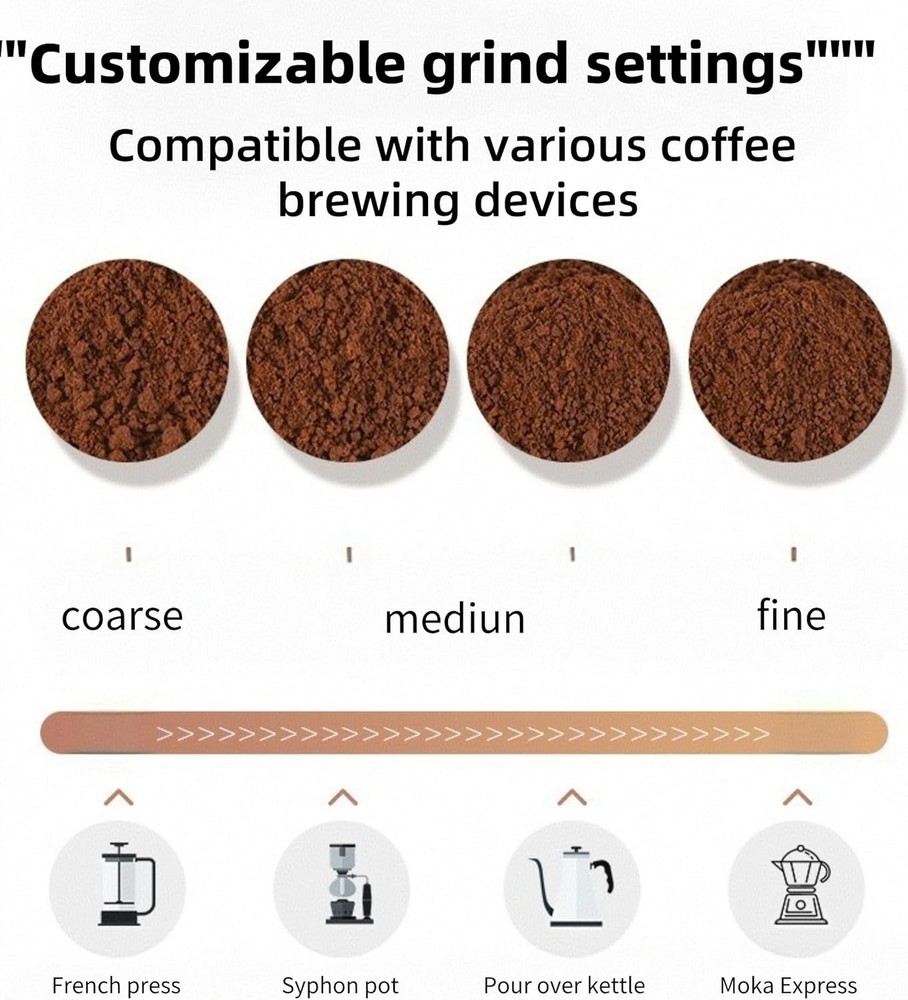 Portable Manual Coffee Grinder, Adjustable Settings, Handheld Coffee Bean