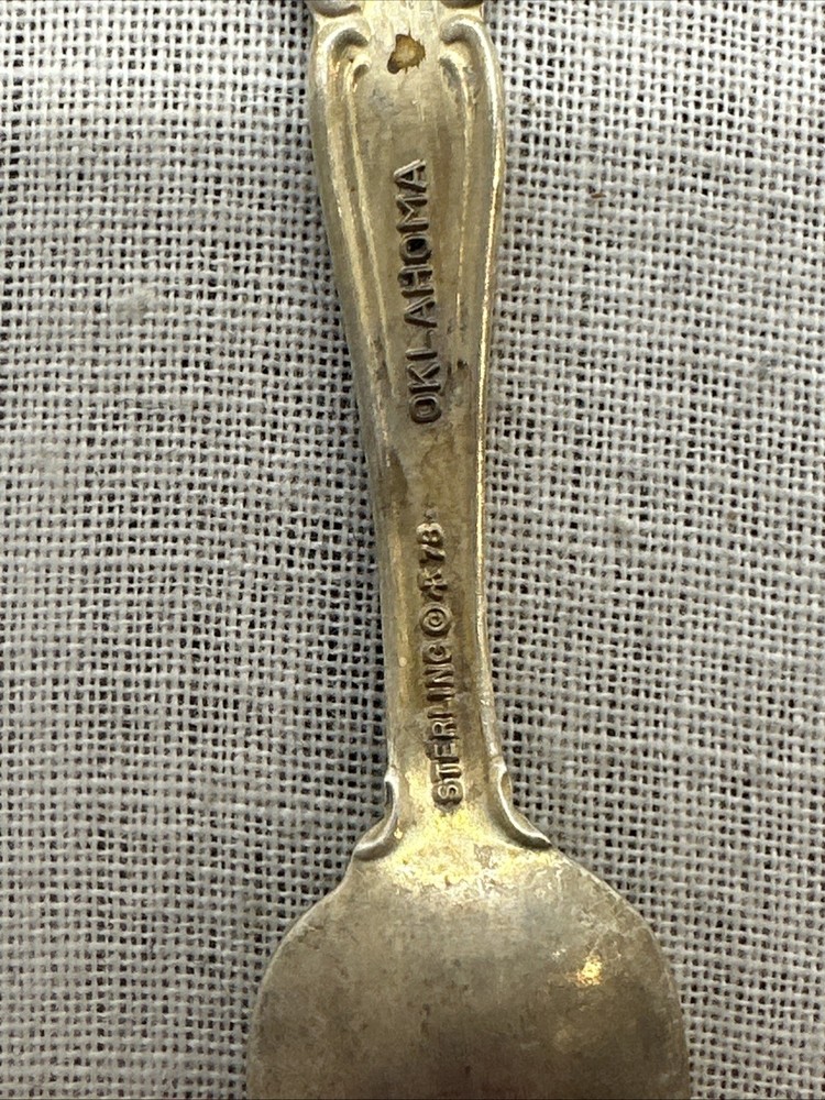 Franklin Mint Sterling Silver State Flower Salt Spoon-Oklahoma