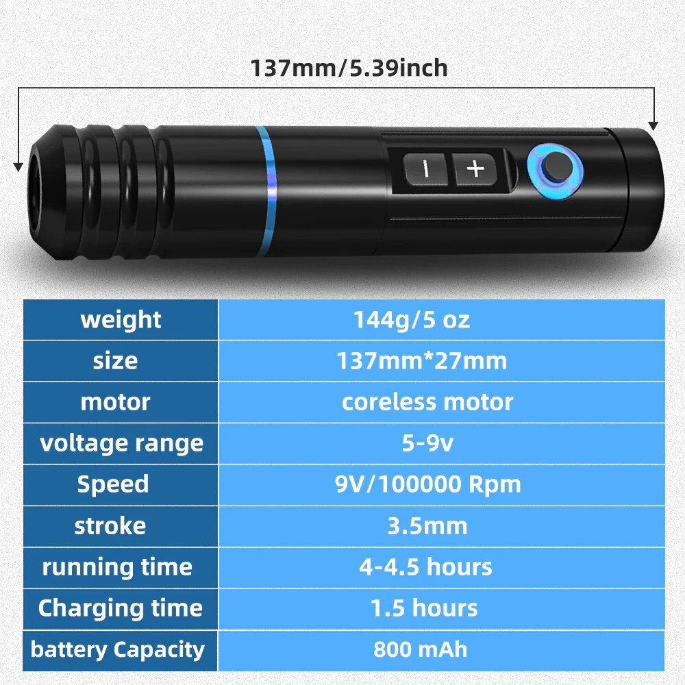 Ambition Ninja Wireless Tattoo Pen Machine Powerful Coreless