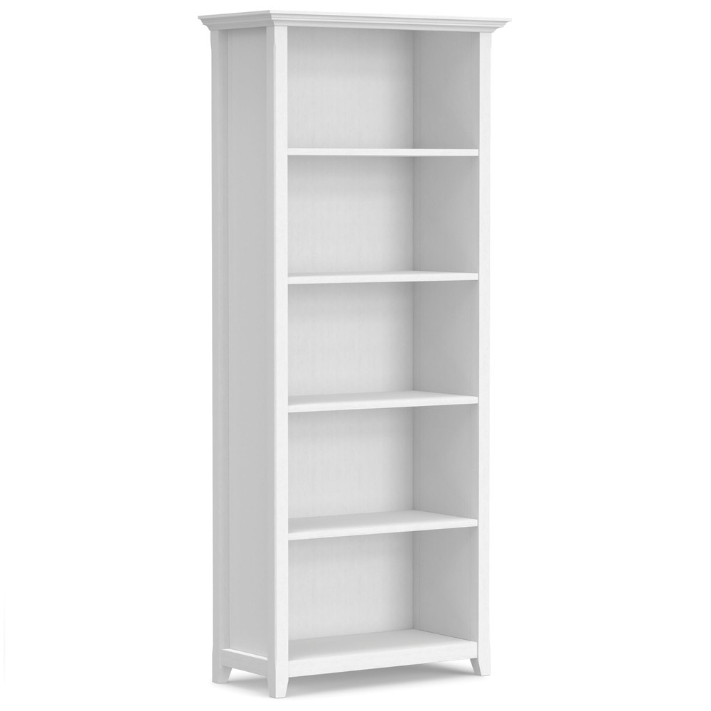 SIMPLIHOME Amherst SOLID WOOD 30 Inch Transitional 5 Shelf Bookcase in White For