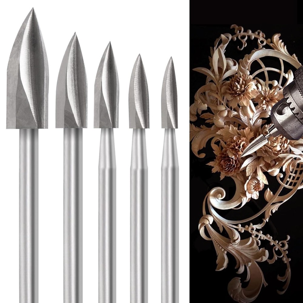 Woodworking Essentials: 5 PCS High-Speed Steel Carving Bits for DIY Projects