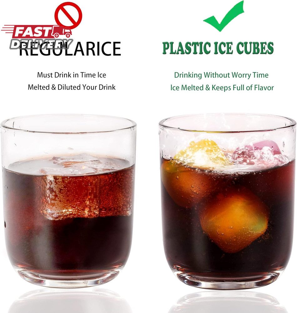 Reusable Ice Cube Plastic Ice Cubes 25 Pack Colorful Refreezable Icecubes for Dr