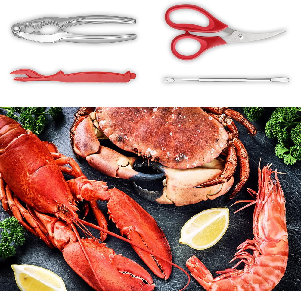 Crab Crackers and Tools, 27-Piece Seafood Tools Set, Includes 8 Crab Leg Cracker