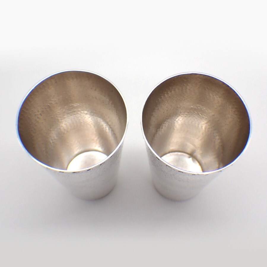 Hammered Beakers Pair Peruvian Sterling Silver