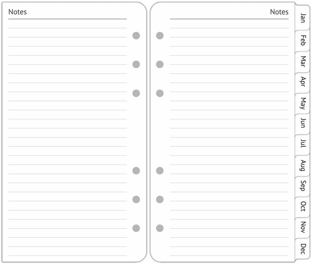A6 Planner Refills Undated, 2-Page Per Week with Hourly Schedule, Monthly Tab...