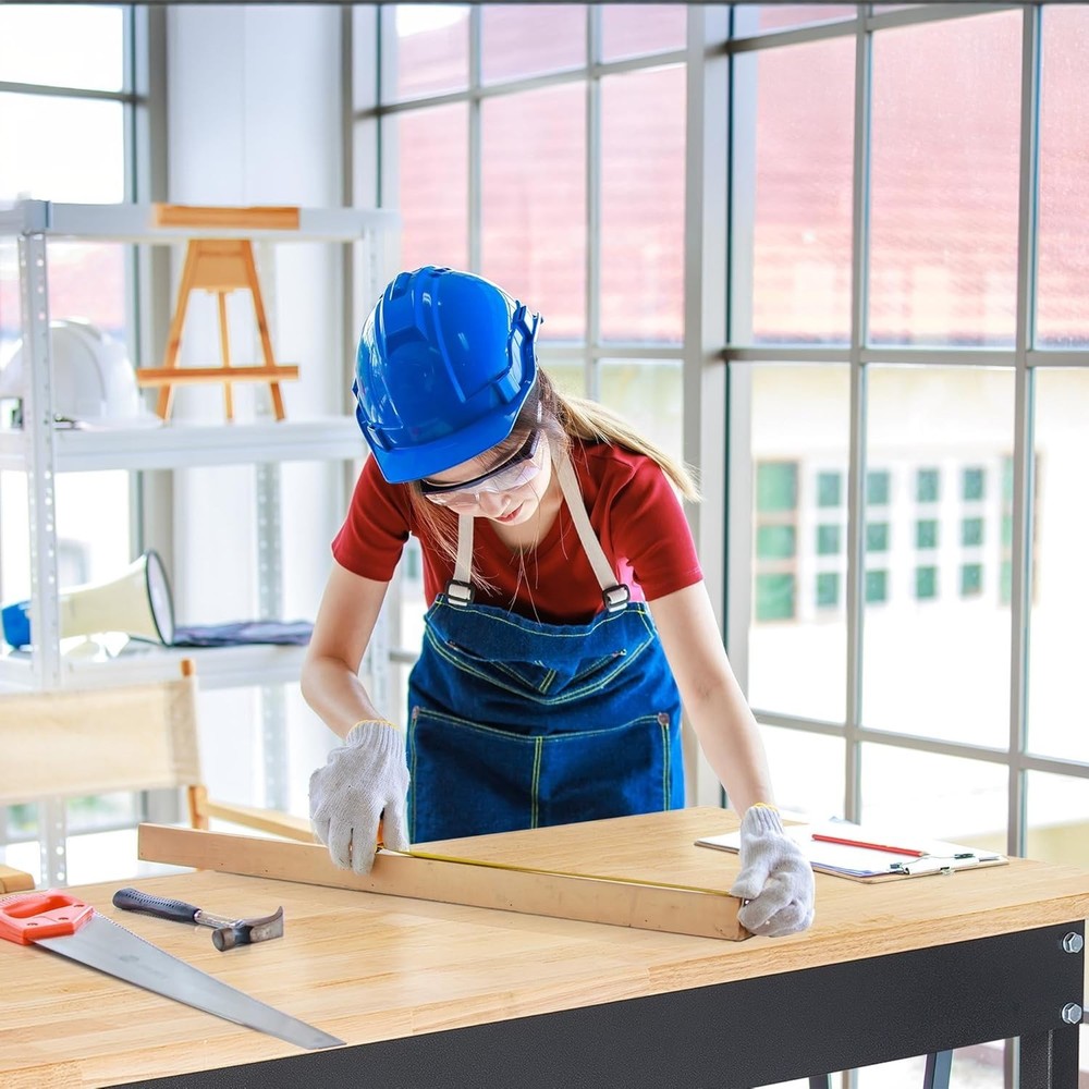 70'' Adjustable Workbench with Socket, Wheels and Fixed Legs
