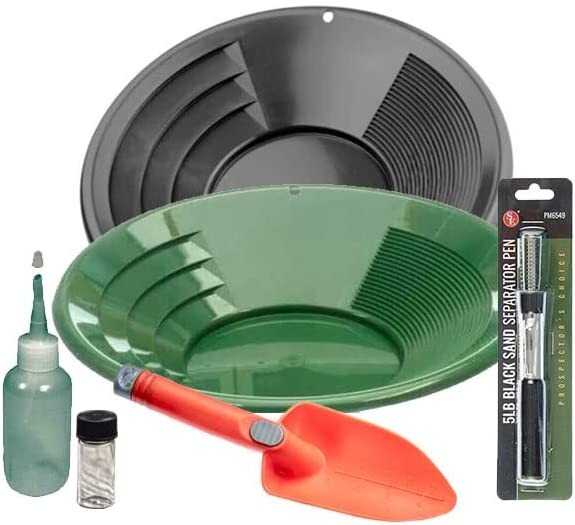 12" Green & Black Gold Pan Panning Kit