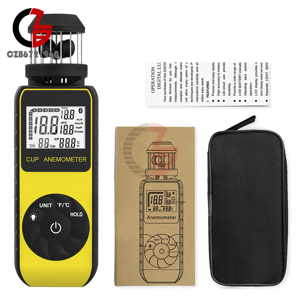 Digital Cup Anemometer Compass Measure Wind Temperature 360°Rotating w/Backlight