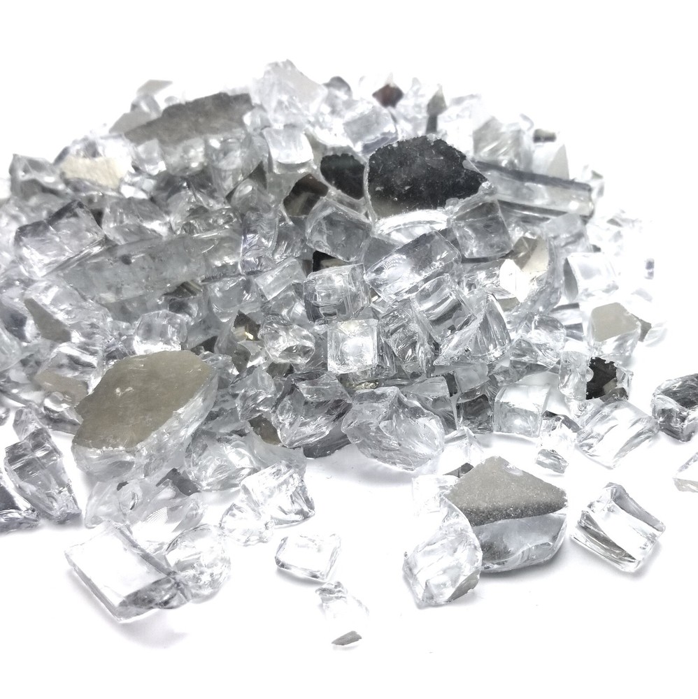 Clear Reflective 1/2" Premium Silver Reflective Fire Glass Fireplace & Fire Pit