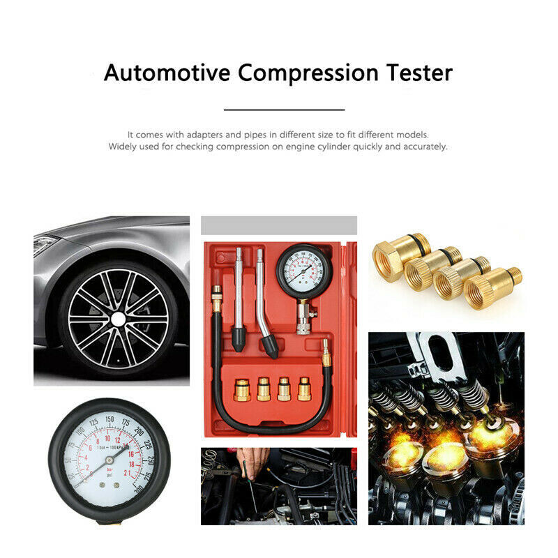 Professional Cylinder Engine Compression Tester Pressure Gauge Test Kit Motor US
