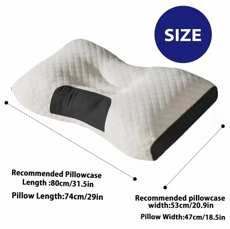 2PCS Ergonomic Neck Pillow Massage Soft Adjustable Sleeping Cervical Support Pro