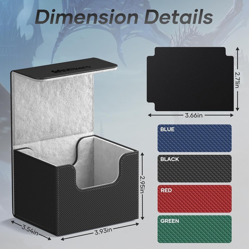 Rectangular Card Deck Box Holds 200+ Unsleeved Cards - Perfect for Gaming