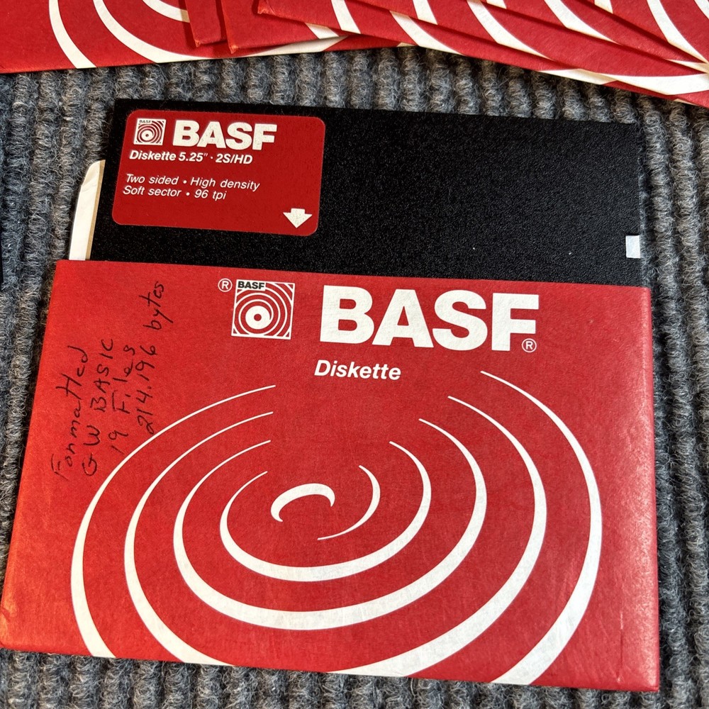 BASF Diskettes 5.25" 2S/HD Two-Sided High Density Diskettes -Read Description!