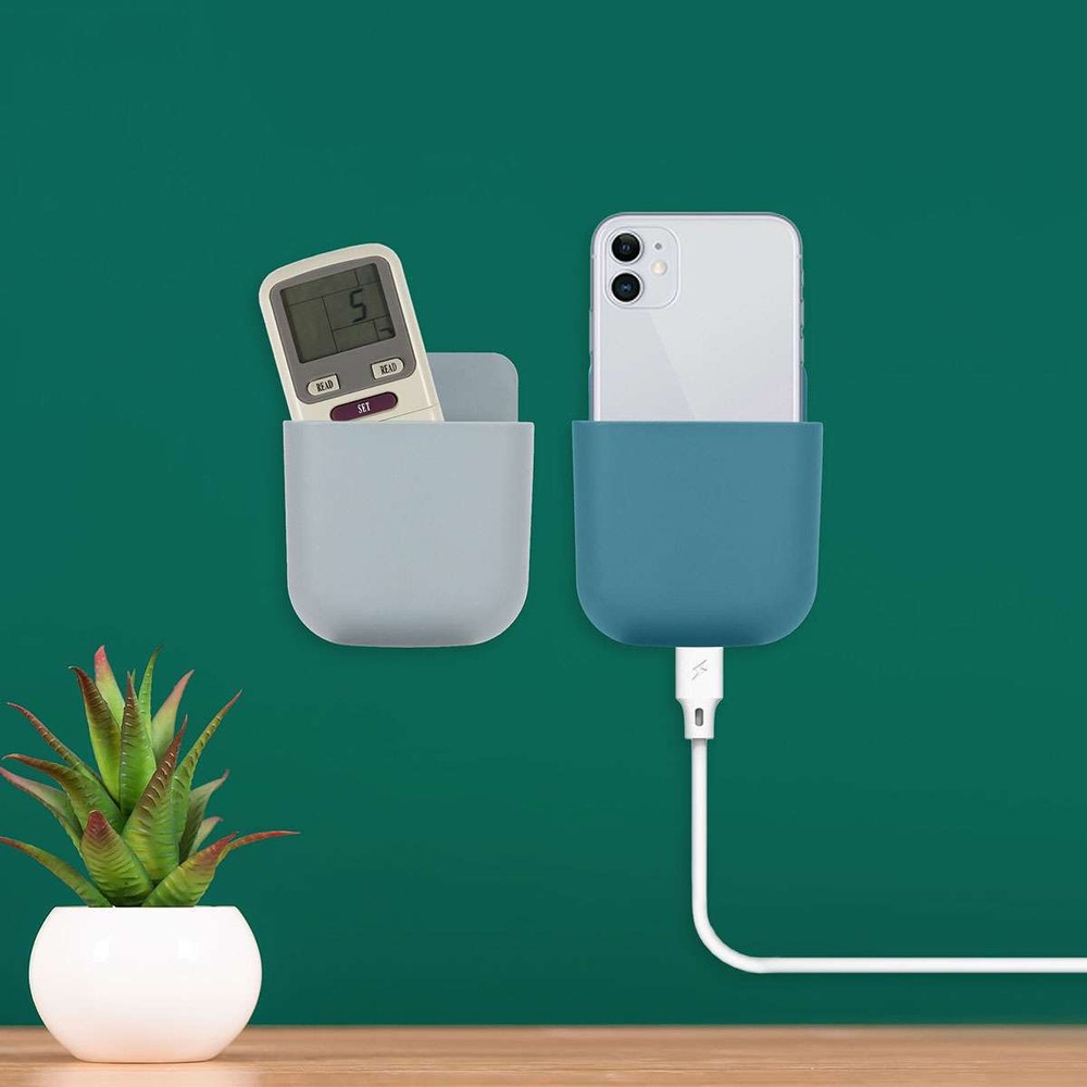 Remote Control Holder Phone Stand Wall Mounted Media Controller Organizer Box