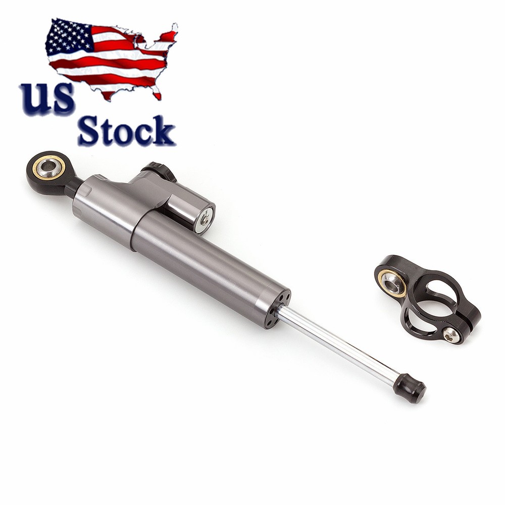 CNC Steering Damper Motorcycle Stabilizer Linear Safety Control Gray&Black