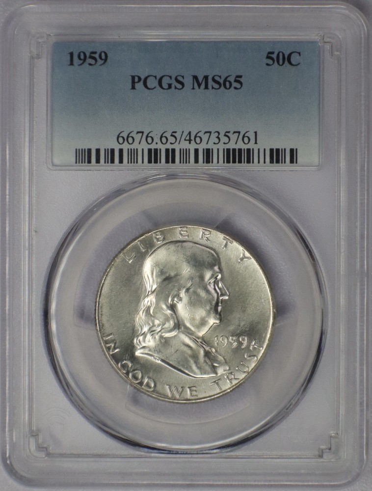 1959 50c Franklin Half Dollar - PCGS MS 65