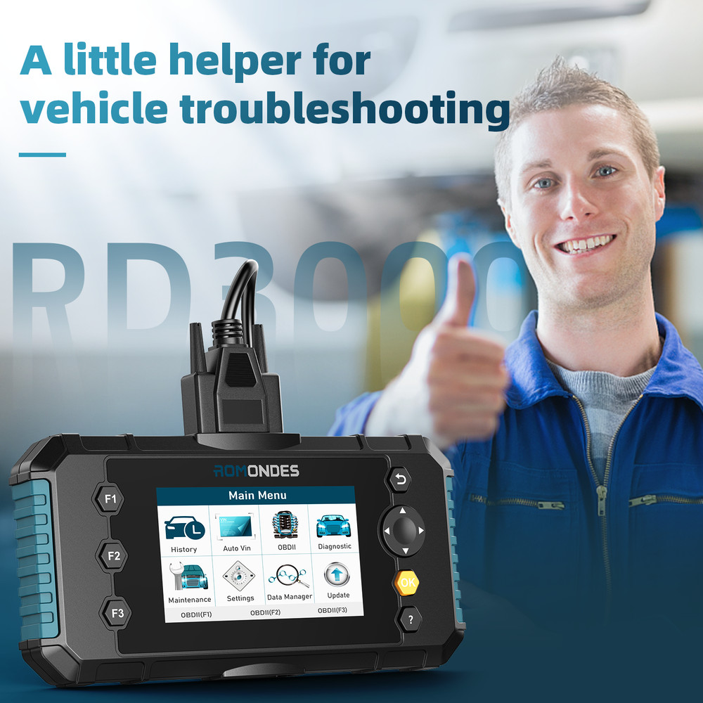 ROMONDES RD3000 OBD2 Diagnostic Tool Car Scanner ABS SRS Engine Transmission